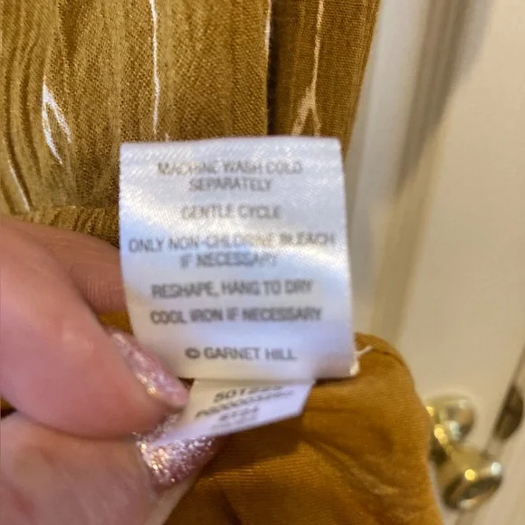 Garnet Hill Gold Maxi Dress Loose Flowy Fit Boho Short Sleeve Woman Size Medium - Picture 10 of 10